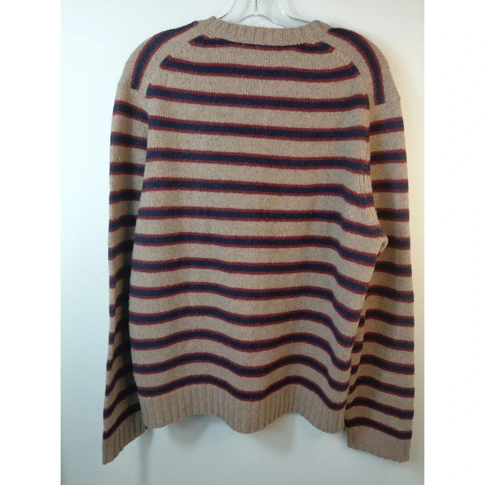 J.Crew V-Neck Striped Pullover Sweater Wool Size Medium Men's